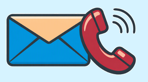 Comicartige Illustration eines Briefumschlags und eines Telefonhörers als Symbol für Kontaktmöglichkeiten