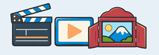 Comicartige Illustration einer Holzkiste mit Büchern, Lupe, Globus, Hufeisenmagnet und leuchtender Glühbirne als Symbol für die Themenkisten und Materialien